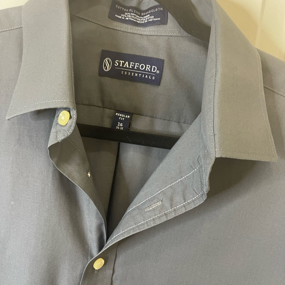 Stafford Gray Casual Button Down Shirt - Picture 10 of 11